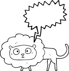 freehand drawn speech bubble cartoon lion