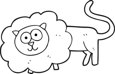 freehand drawn black and white cartoon animals