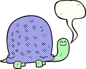freehand drawn comic book speech bubble cartoon turtle