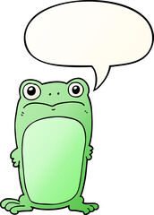 cartoon staring frog with speech bubble in smooth gradient style