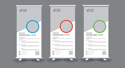 Roll up banner, brochure, flyer, banner design, industrial, company, template, vector, abstract, line pattern background, modern x-banner, pull-up banner and Roll Up Banner Background Vector Template 