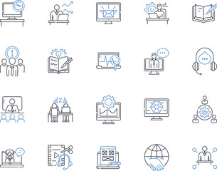 Design and aesthetics line icons collection. Creativity, Visuals, Artistry, Layout, Symmetry, Balance, Harmony vector and linear illustration. Proportion,Minimalism,Ornamentation outline signs set