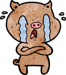 crying pig cartoon
