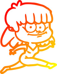 warm gradient line drawing of a cartoon girl smiling