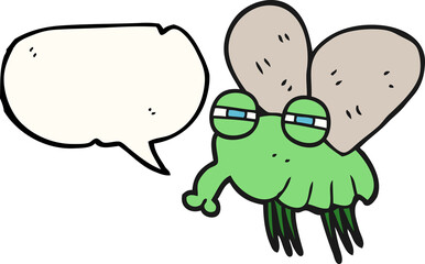 freehand drawn speech bubble cartoon fly