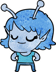 smiling alien girl cartoon