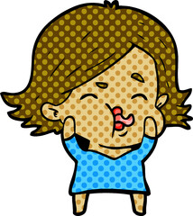 cartoon girl pulling face