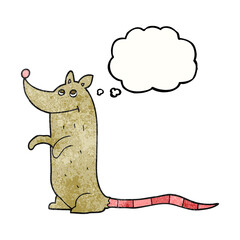 freehand drawn thought bubble textured cartoon rat