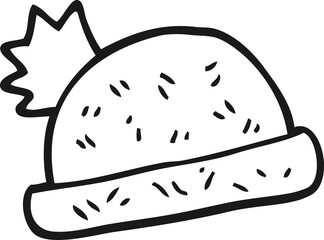 freehand drawn black and white cartoon hat