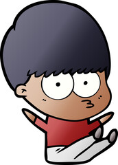 nervous cartoon boy