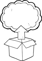 freehand drawn black and white cartoon upload to the cloud