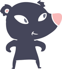 cute flat color style cartoon bear