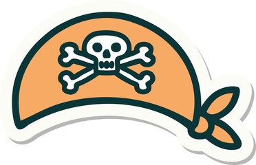 sticker of tattoo in traditional style of pirate head scarf