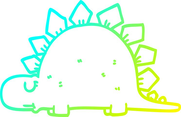 cold gradient line drawing of a cartoon prehistoric dinosaur
