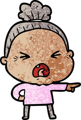 cartoon angry old woman