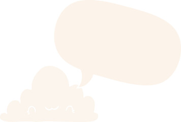 cute cartoon cloud with speech bubble in retro style