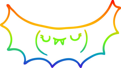 rainbow gradient line drawing of a cartoon vampire bat