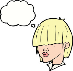 cartoon fashion haircut  with thought bubble