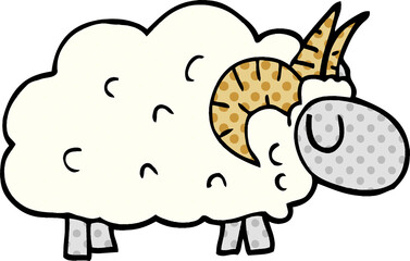 cartoon doodle sheep with horns