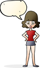 cartoon surprised woman with speech bubble