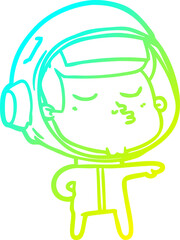 Fototapeta premium cold gradient line drawing of a cartoon confident astronaut