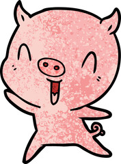 happy cartoon pig