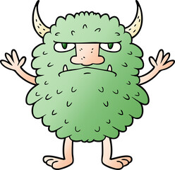 cartoon grumpy monster
