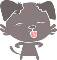 flat color style cartoon dog sticking out tongue