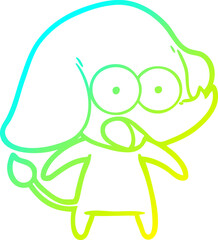 cold gradient line drawing of a cute cartoon elephant