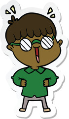 sticker of a cartoon boy wearing spectacles