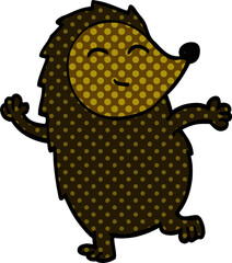 cartoon doodle dancing hedgehog