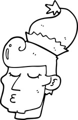 cartoon man wearing christmas hat