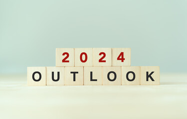 Economic outlook concept. Financial, business review or economic growth forecast for 2024. OUTLOOK...