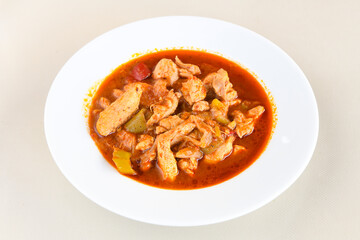 Sauteed chicken with carrots and peas ( Turkish ; Et, Tavuk Sote, guvec  )