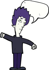cartoon vampire man with speech bubble