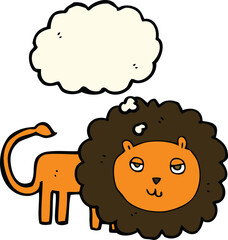 cartoon lion with thought bubble