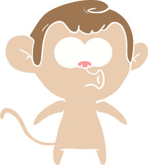 flat color style cartoon hooting monkey