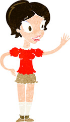 cartoon waving woman