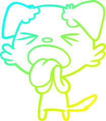 cold gradient line drawing of a cartoon disgusted dog