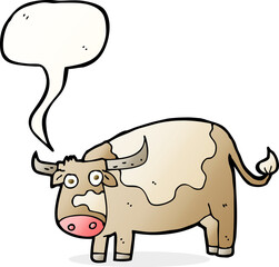 cartoon cow with speech bubble