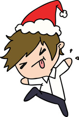 hand drawn christmas cartoon of kawaii boy