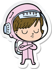 sticker of a cartoon astronaut woman