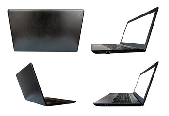 Laptop with blank screen different views set isolated