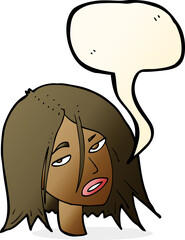 cartoon annoyed woman with speech bubble