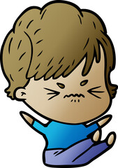 cartoon frustrated woman