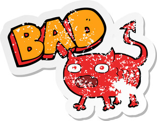 retro distressed sticker of a cartoon bad imp