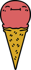hand drawn quirky cartoon happy ice cream
