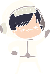 angry flat color style cartoon space girl