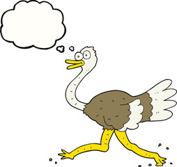 freehand drawn thought bubble cartoon ostrich
