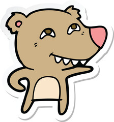 sticker of a cartoon bear showing teeth